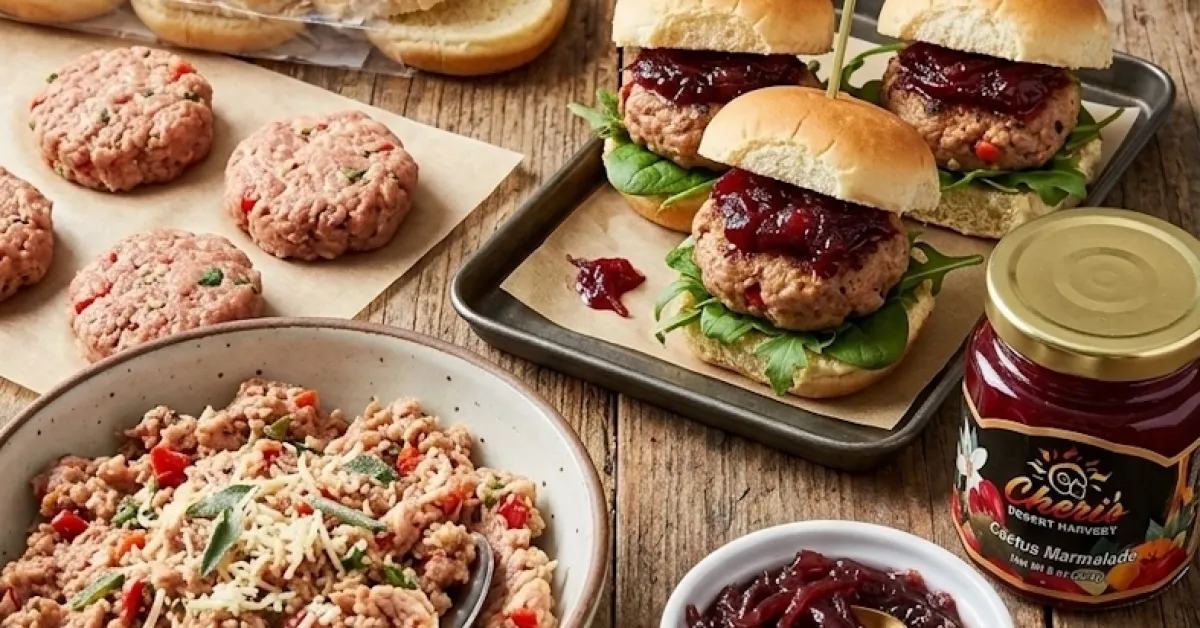 Turkey Sliders with Cactus-Onion Marmalade made with Cheri’s Desert Harvest Cactus Marmalade